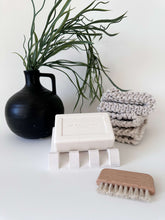 Load image into Gallery viewer, Ceramic Soap Dish/ Cotton Cloth &amp; Nail Brush
