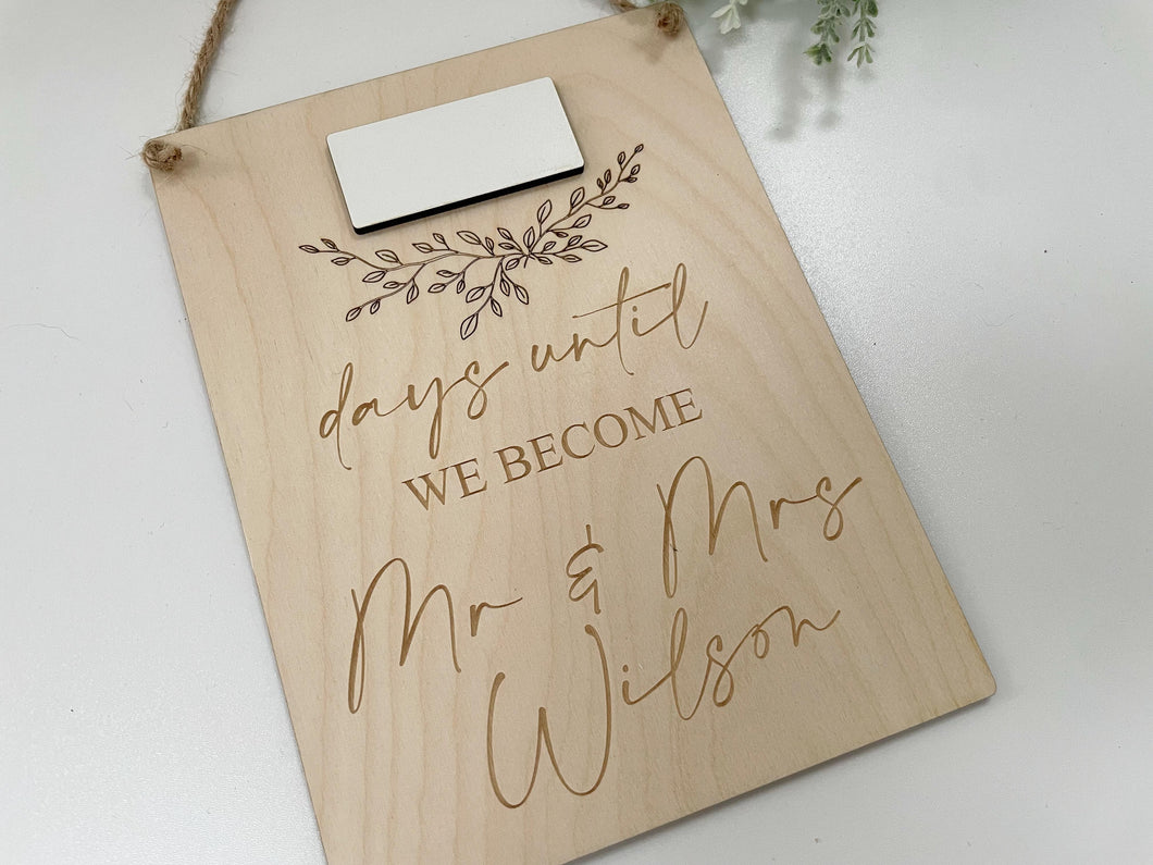 Botanical Wedding Countdown Wall Hanging